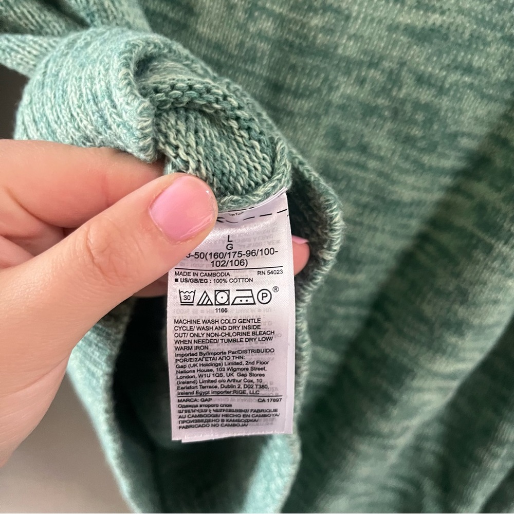 Gave To A.Mointjoy 100% cotton green gap sweater BIN1 - Picture 4 of 4